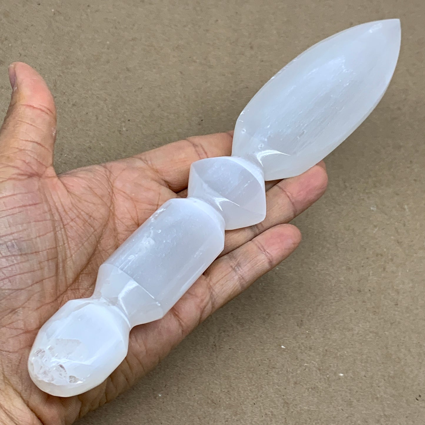 0.54 lbs, 9.5"x1.7"x0.7", Natural Selenite Crystal Dagger (Satin Spar), B36550