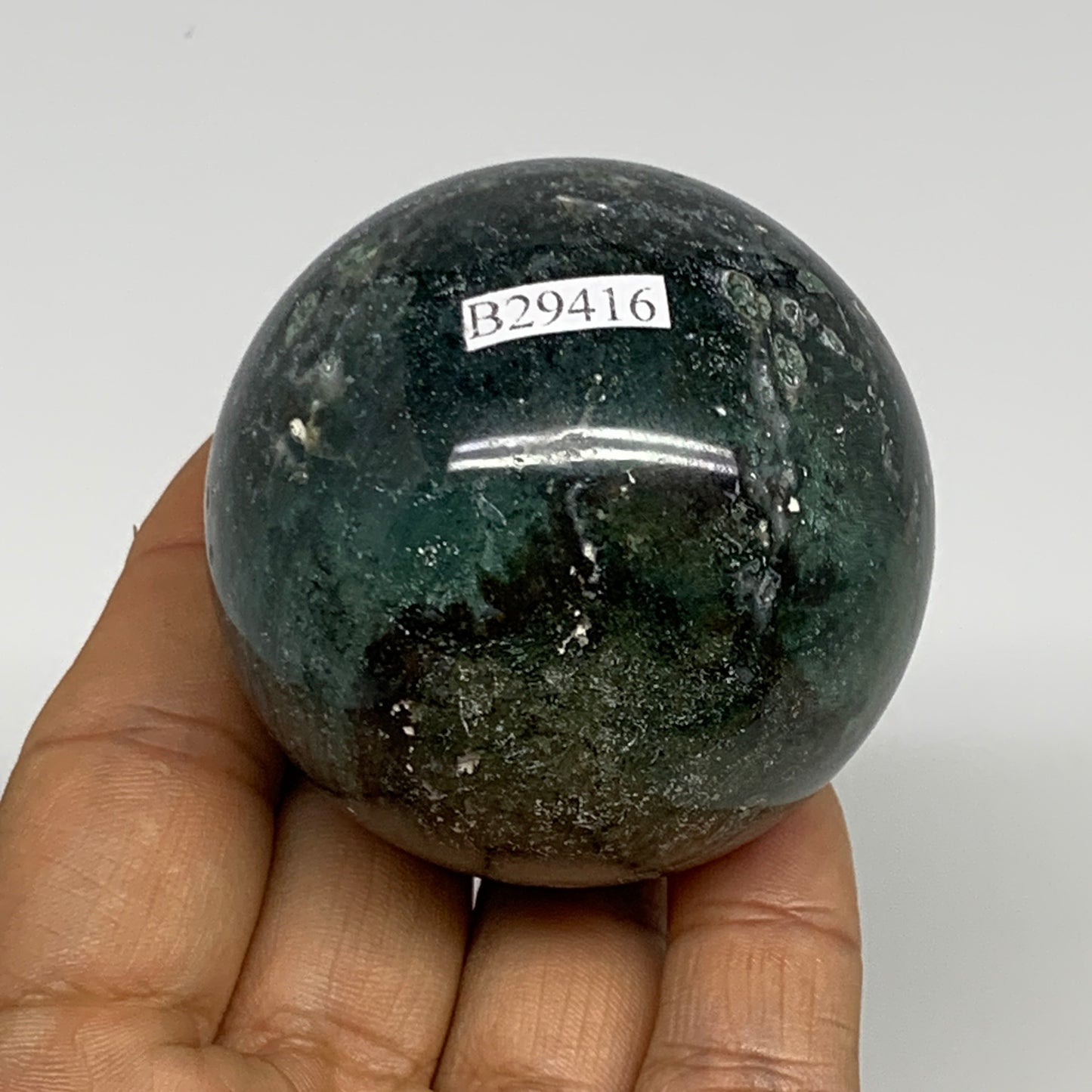218.8g,2.2"(55mm), Natural Moss Agate Sphere Ball Gemstone @India,B29416