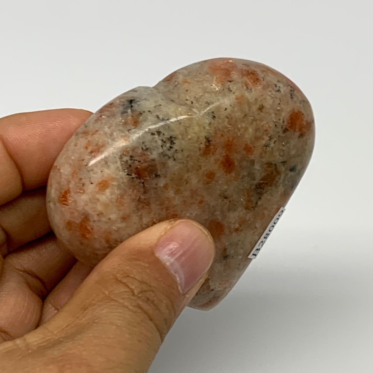 147.4g,2.4"x2.7"x0.9", Sunstone Heart Polished Healing Crystal @India, B28009