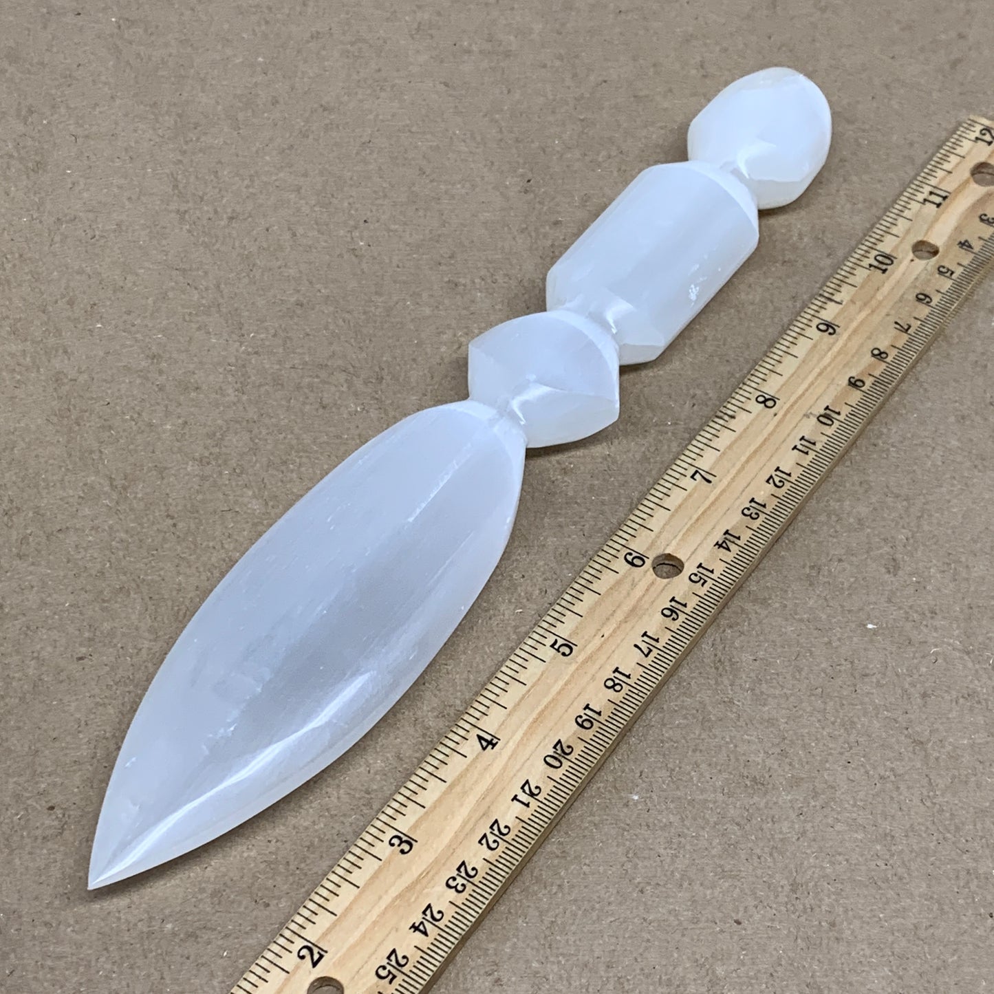 0.54 lbs, 9.5"x1.7"x0.7", Natural Selenite Crystal Dagger (Satin Spar), B36550