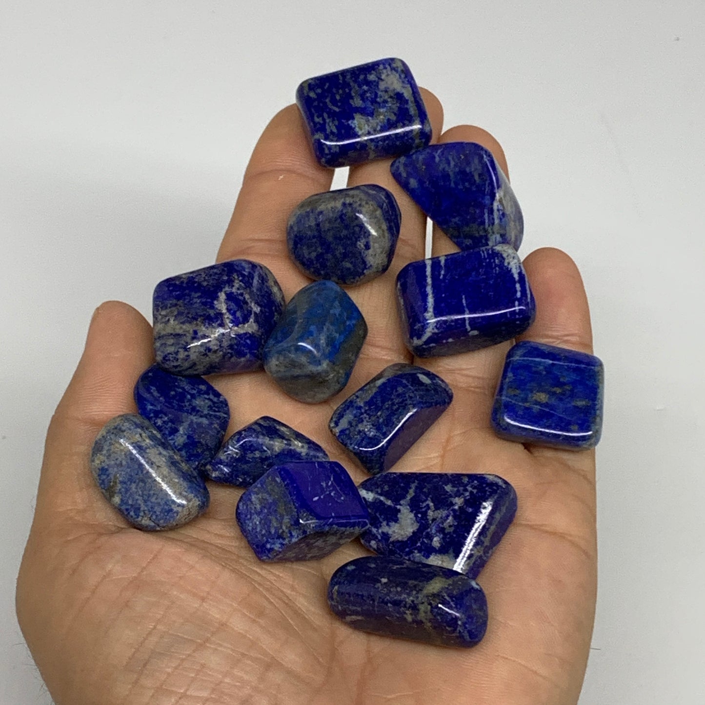 130.8g,0.7"-1.2", 14pcs, Natural Lapis Lazuli Tumbled Stone @Afghanistan, B30286