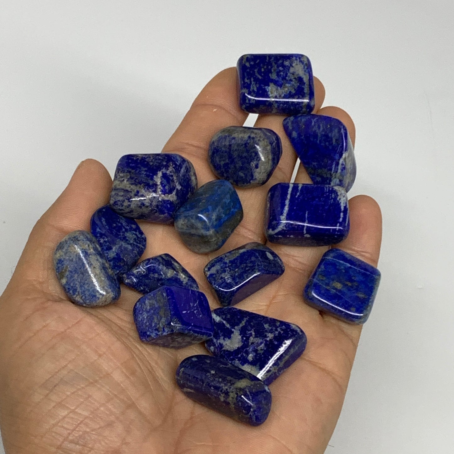 130.8g,0.7"-1.2", 14pcs, Natural Lapis Lazuli Tumbled Stone @Afghanistan, B30286