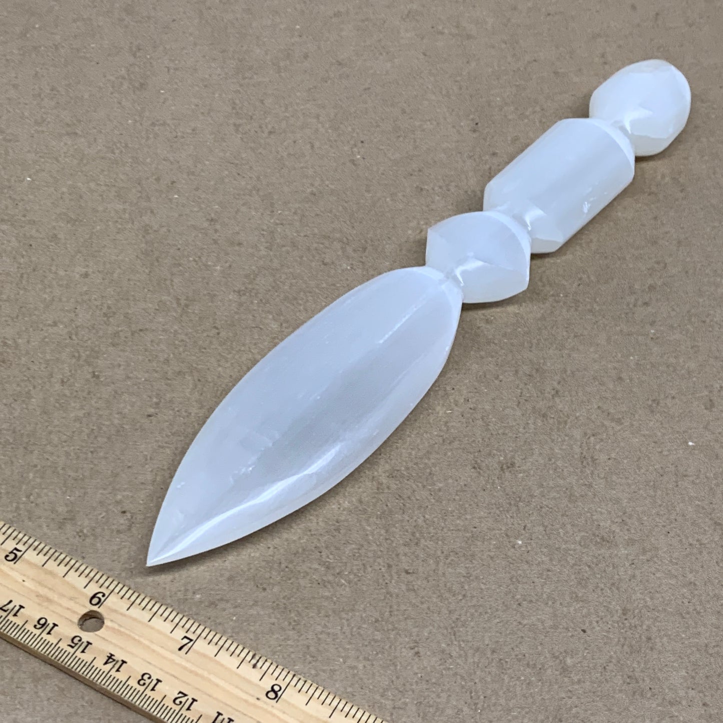 0.54 lbs, 9.5"x1.7"x0.7", Natural Selenite Crystal Dagger (Satin Spar), B36550