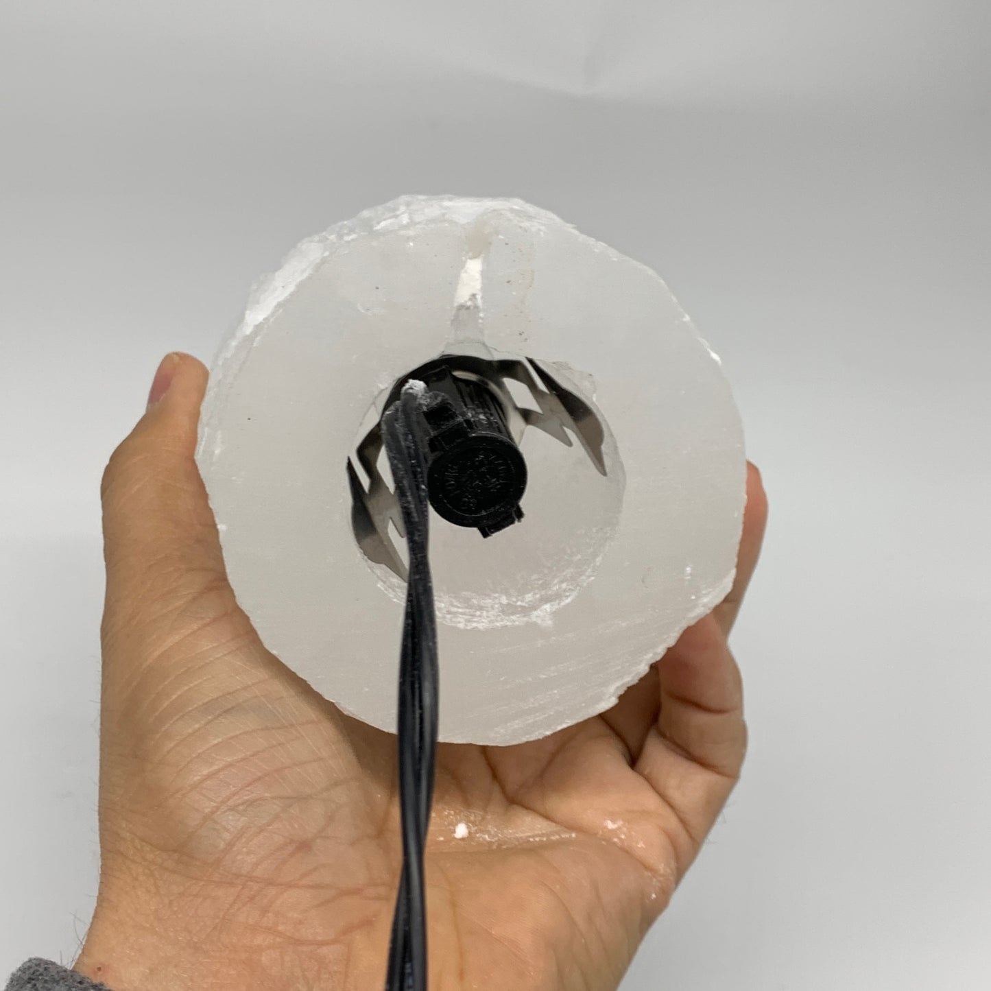 2.3 lbs, 6"x3.1", Raw Rough Selenite (Satin Spar) Lamp Tower, 6ft Chord, B35895