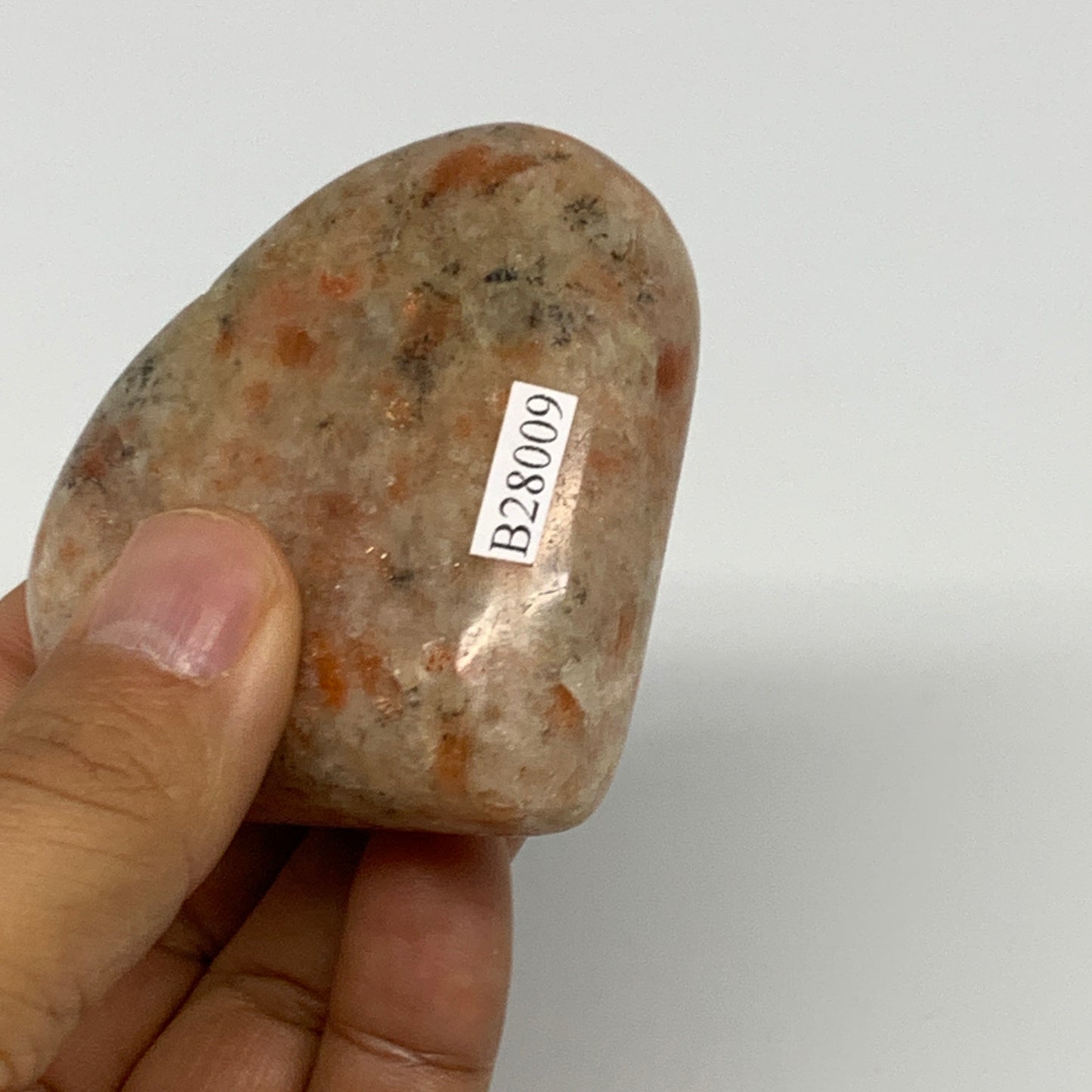 147.4g,2.4"x2.7"x0.9", Sunstone Heart Polished Healing Crystal @India, B28009