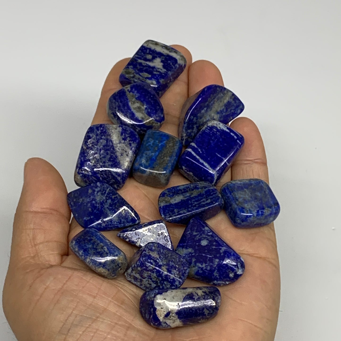 130.8g,0.7"-1.2", 14pcs, Natural Lapis Lazuli Tumbled Stone @Afghanistan, B30286