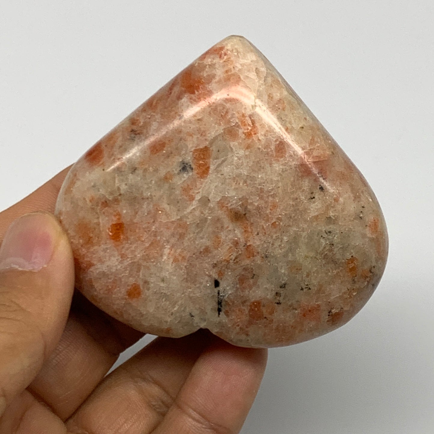 147.4g,2.4"x2.7"x0.9", Sunstone Heart Polished Healing Crystal @India, B28009