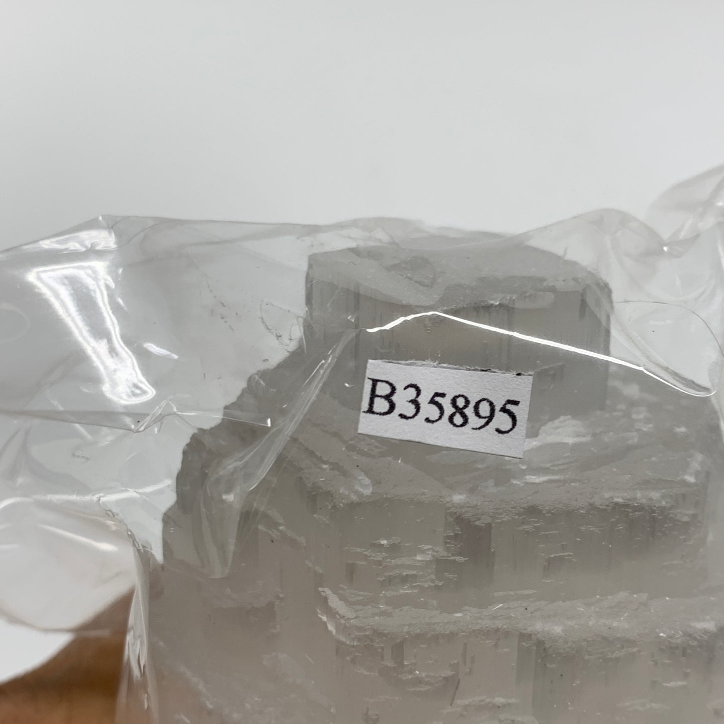 2.3 lbs, 6"x3.1", Raw Rough Selenite (Satin Spar) Lamp Tower, 6ft Chord, B35895