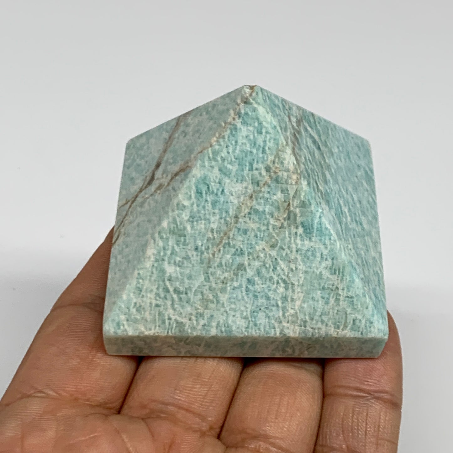 128.5g, 1.7"x2"x2", Amazonite Pyramid Gemstone, Decorative Stone, B31812