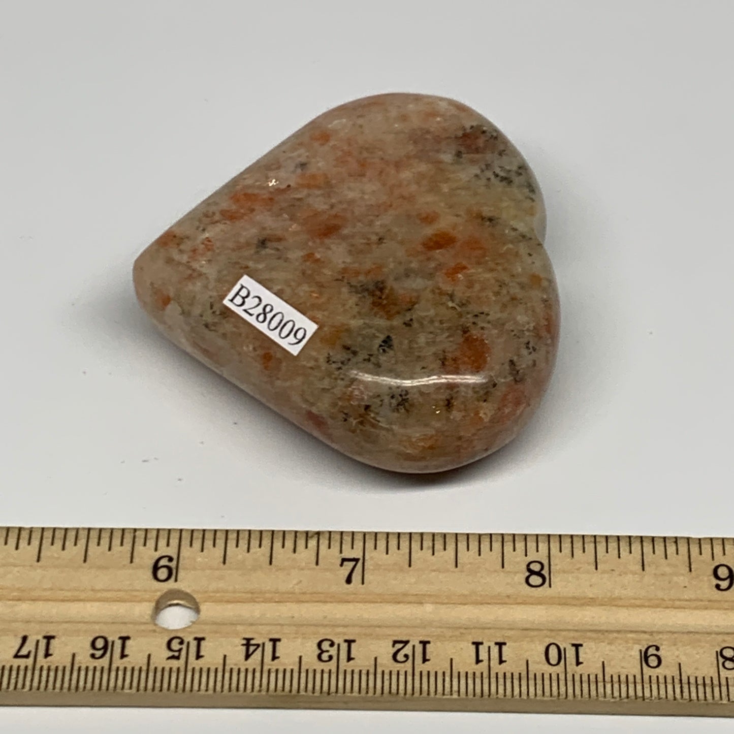 147.4g,2.4"x2.7"x0.9", Sunstone Heart Polished Healing Crystal @India, B28009