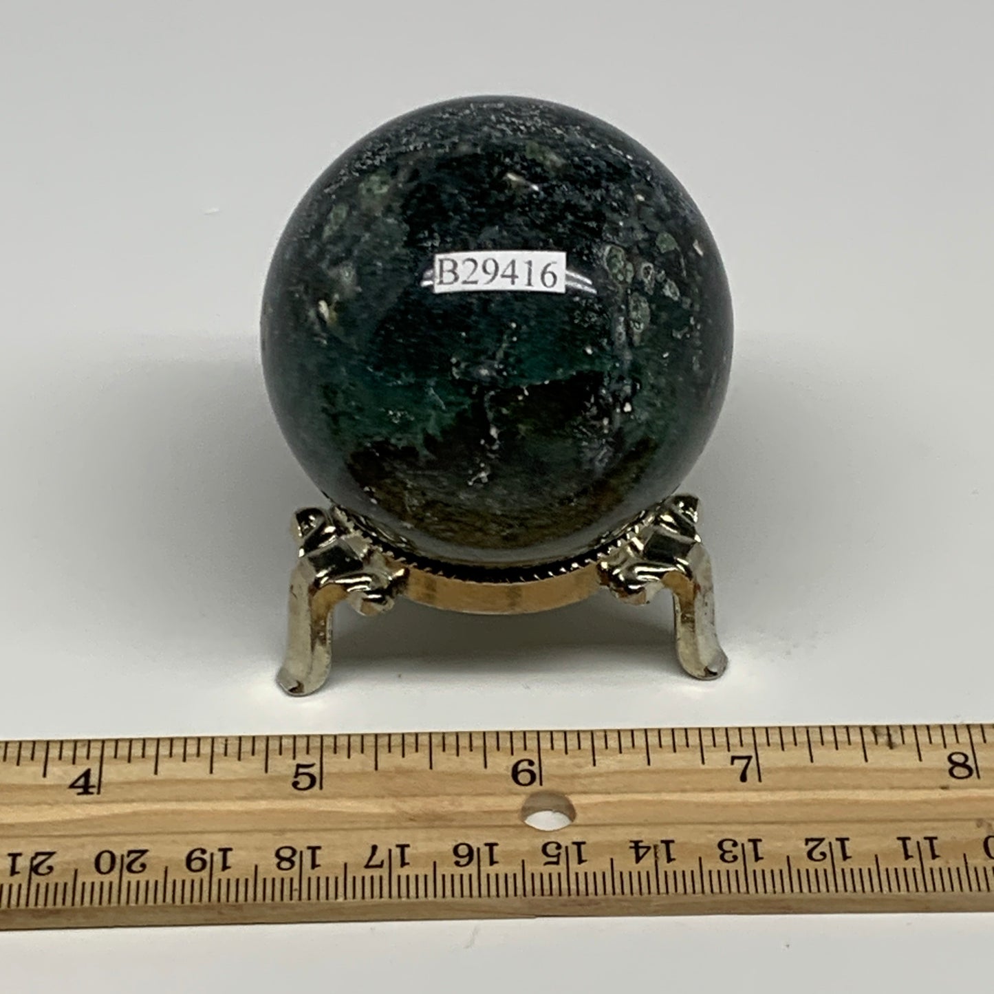 218.8g,2.2"(55mm), Natural Moss Agate Sphere Ball Gemstone @India,B29416