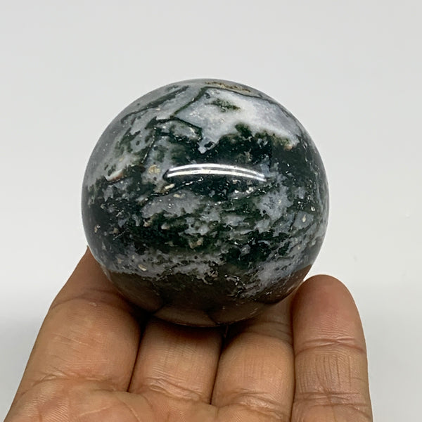 180.6g,2"(51mm), Natural Moss Agate Sphere Ball Gemstone @India,B29415