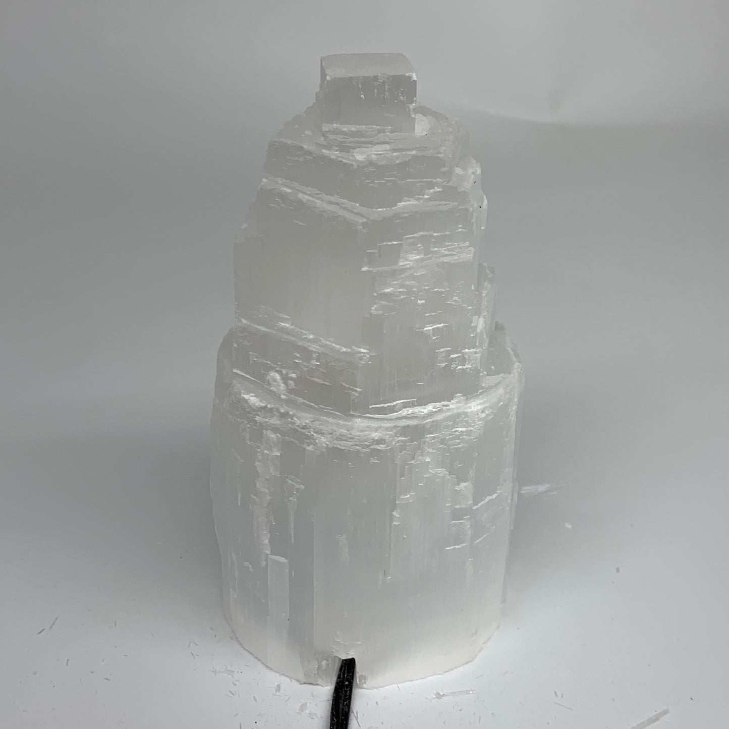 2 lbs, 6"x3.1", Raw Rough Selenite (Satin Spar) Lamp Tower, 6ft Chord, B35896