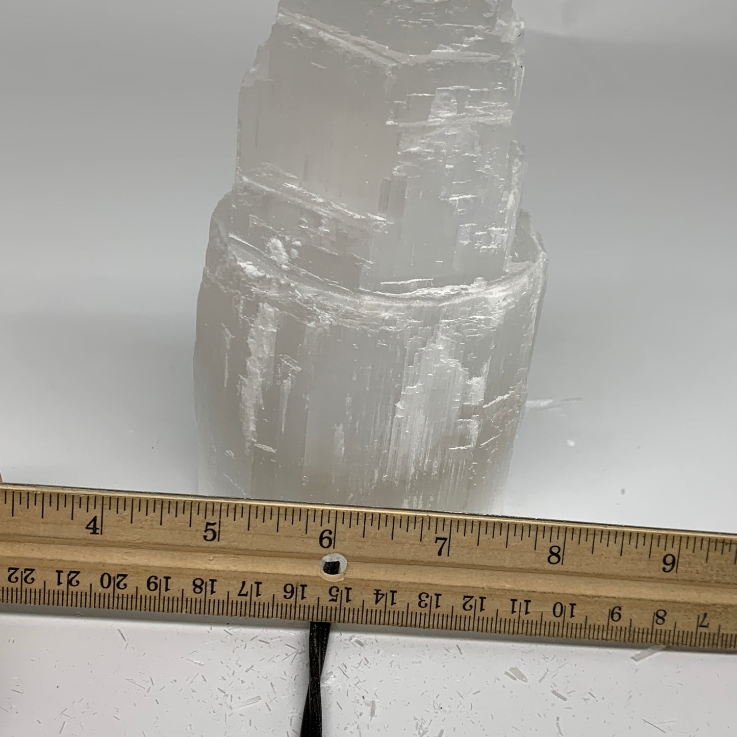 2 lbs, 6"x3.1", Raw Rough Selenite (Satin Spar) Lamp Tower, 6ft Chord, B35896