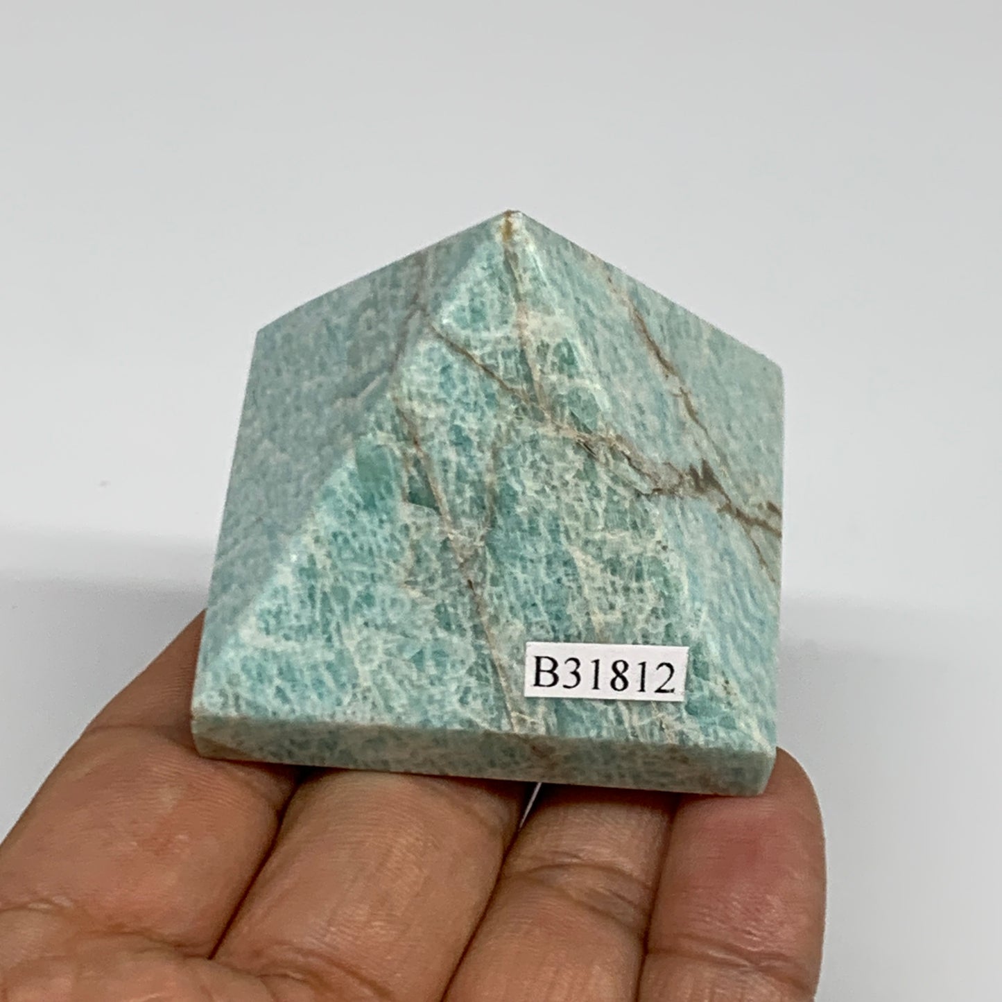 128.5g, 1.7"x2"x2", Amazonite Pyramid Gemstone, Decorative Stone, B31812