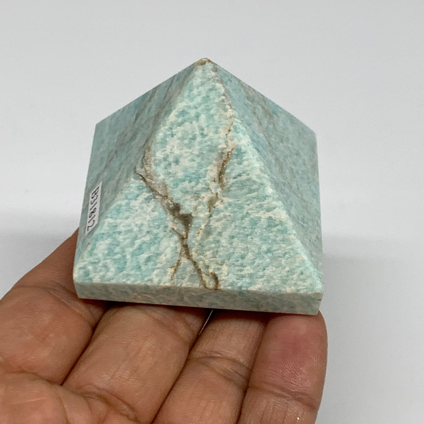 128.5g, 1.7"x2"x2", Amazonite Pyramid Gemstone, Decorative Stone, B31812