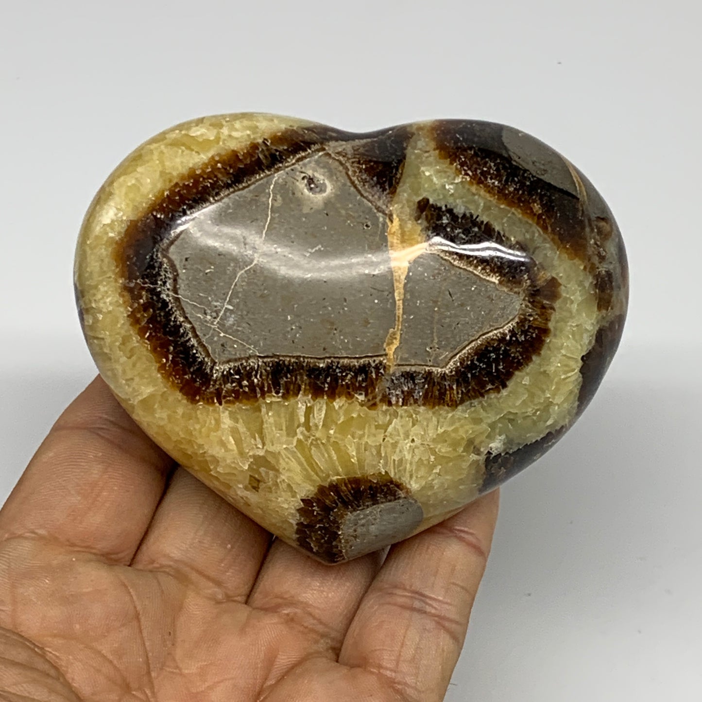 0.79 lbs, 2.7"x3.3"x1.7" Septarian Nodules Heart Polished Healing Crystal, B3101