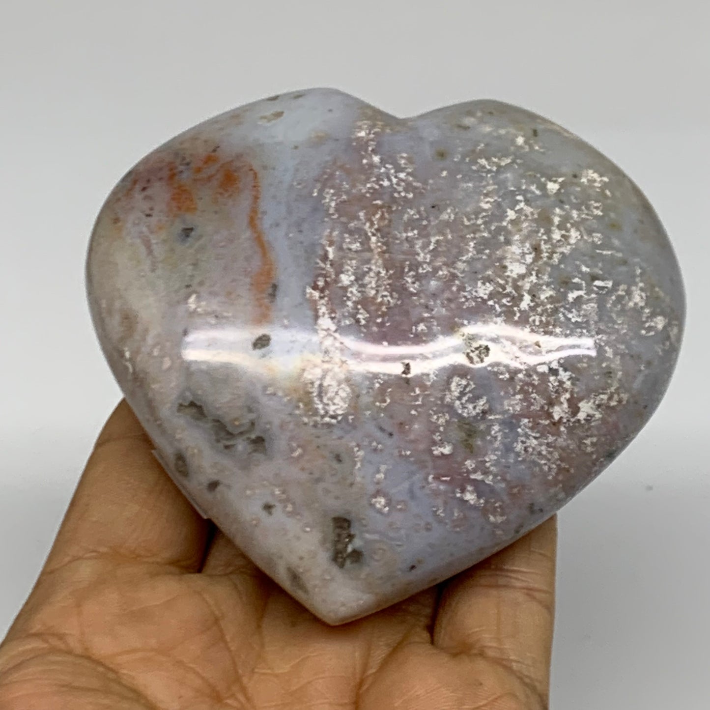 0.63 lbs, 3.3"x3.4"x1.3" Ocean Jasper Heart Polished Healing Crystal, B38343