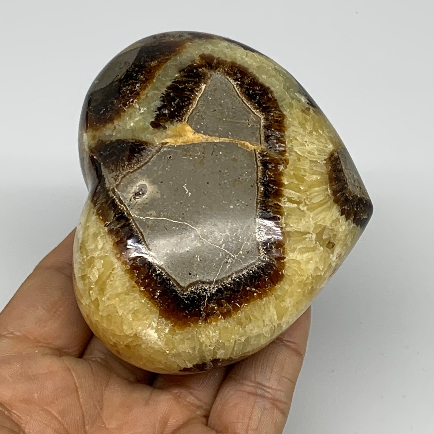 0.79 lbs, 2.7"x3.3"x1.7" Septarian Nodules Heart Polished Healing Crystal, B3101
