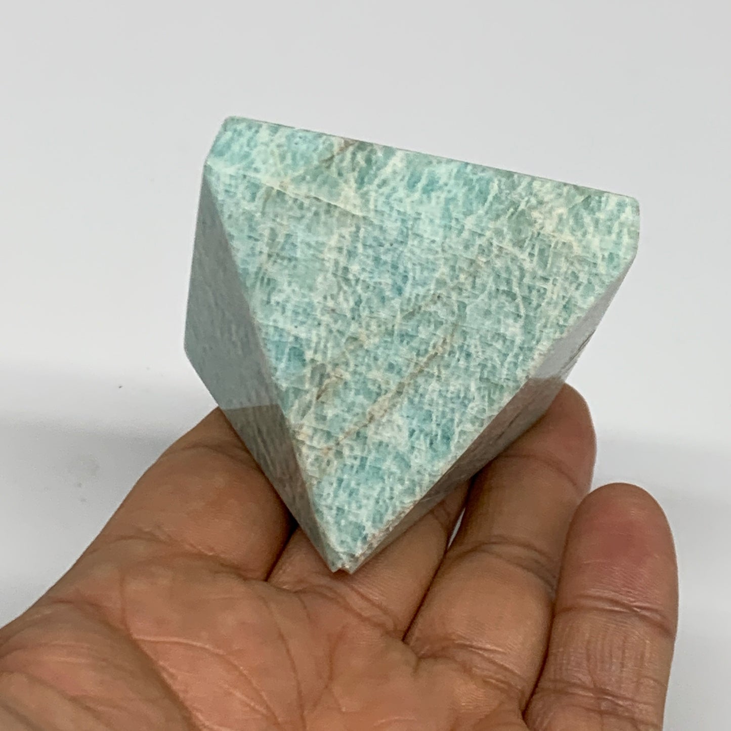 128.5g, 1.7"x2"x2", Amazonite Pyramid Gemstone, Decorative Stone, B31812