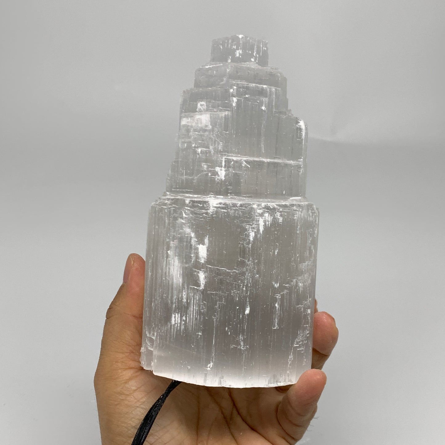 2 lbs, 6"x3.1", Raw Rough Selenite (Satin Spar) Lamp Tower, 6ft Chord, B35896