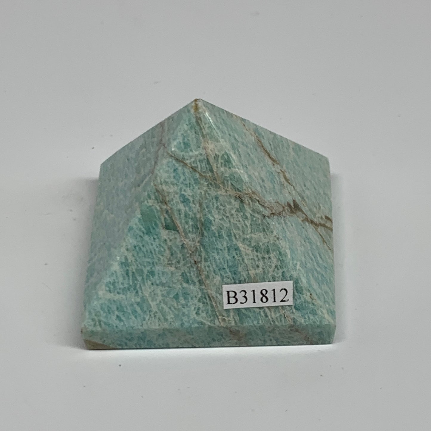 128.5g, 1.7"x2"x2", Amazonite Pyramid Gemstone, Decorative Stone, B31812