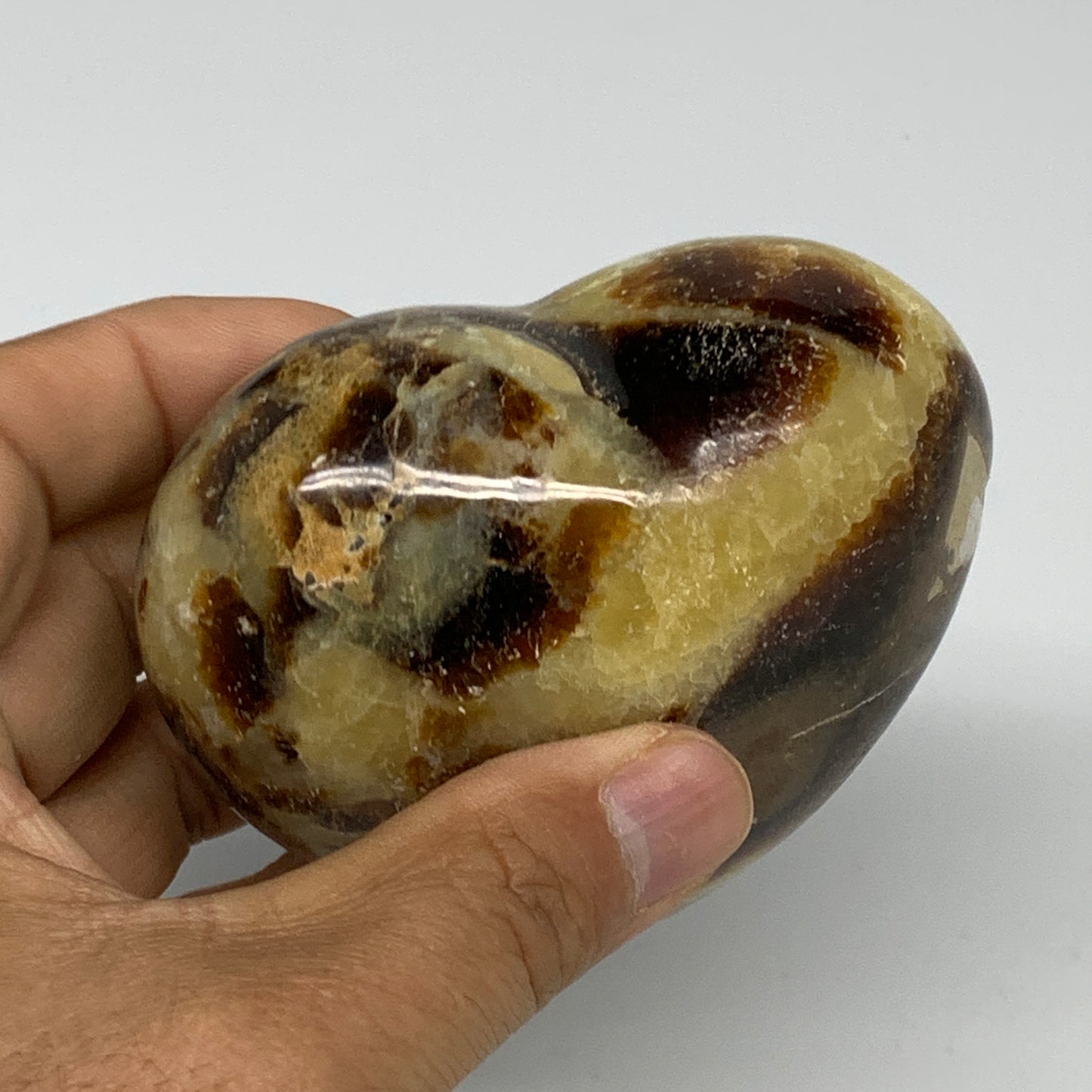 0.79 lbs, 2.7"x3.3"x1.7" Septarian Nodules Heart Polished Healing Crystal, B3101