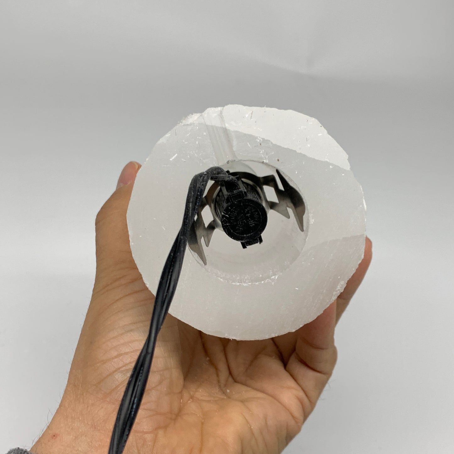 2 lbs, 6"x3.1", Raw Rough Selenite (Satin Spar) Lamp Tower, 6ft Chord, B35896