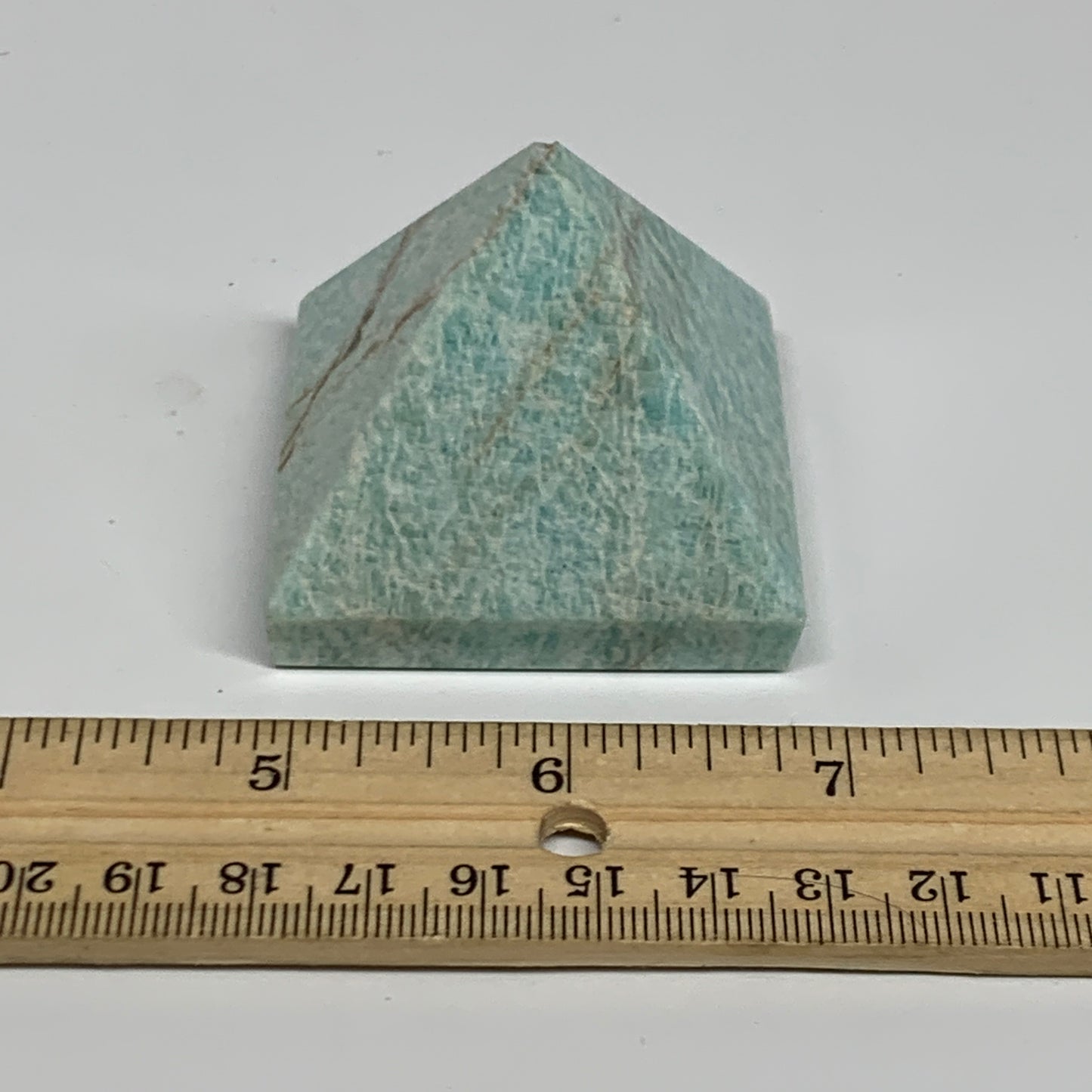 128.5g, 1.7"x2"x2", Amazonite Pyramid Gemstone, Decorative Stone, B31812