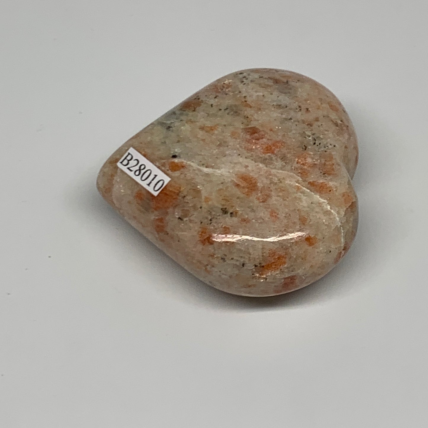 111.7g,2.2"x2.3"x0.9", Sunstone Heart Polished Healing Crystal @India, B28010