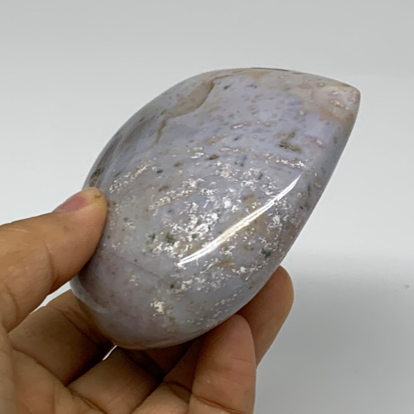 0.63 lbs, 3.3"x3.4"x1.3" Ocean Jasper Heart Polished Healing Crystal, B38343