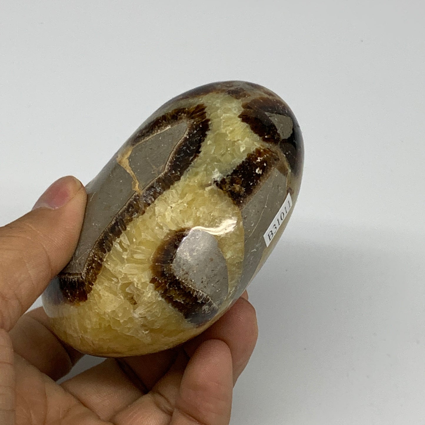 0.79 lbs, 2.7"x3.3"x1.7" Septarian Nodules Heart Polished Healing Crystal, B3101