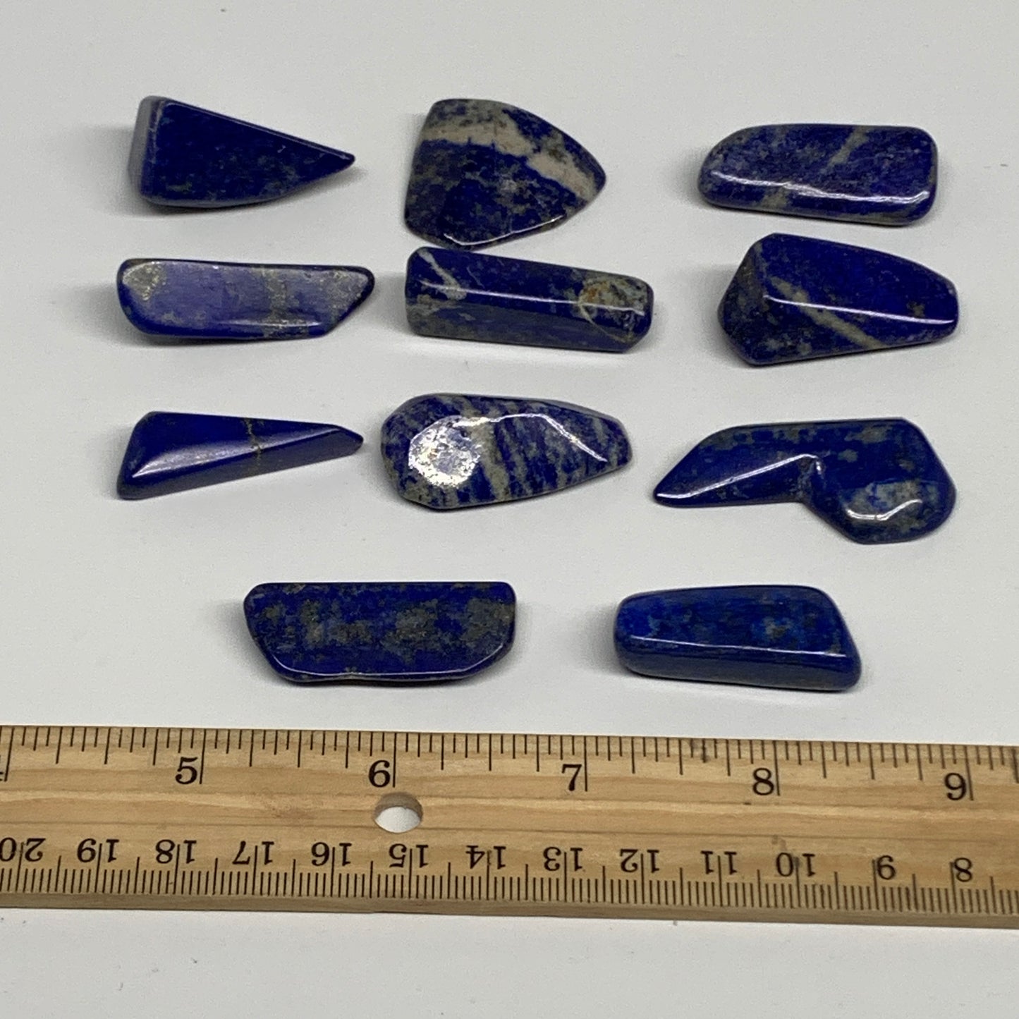 108.6g,1"-1.6", 11pcs, Natural Lapis Lazuli Tumbled Stone @Afghanistan, B30287