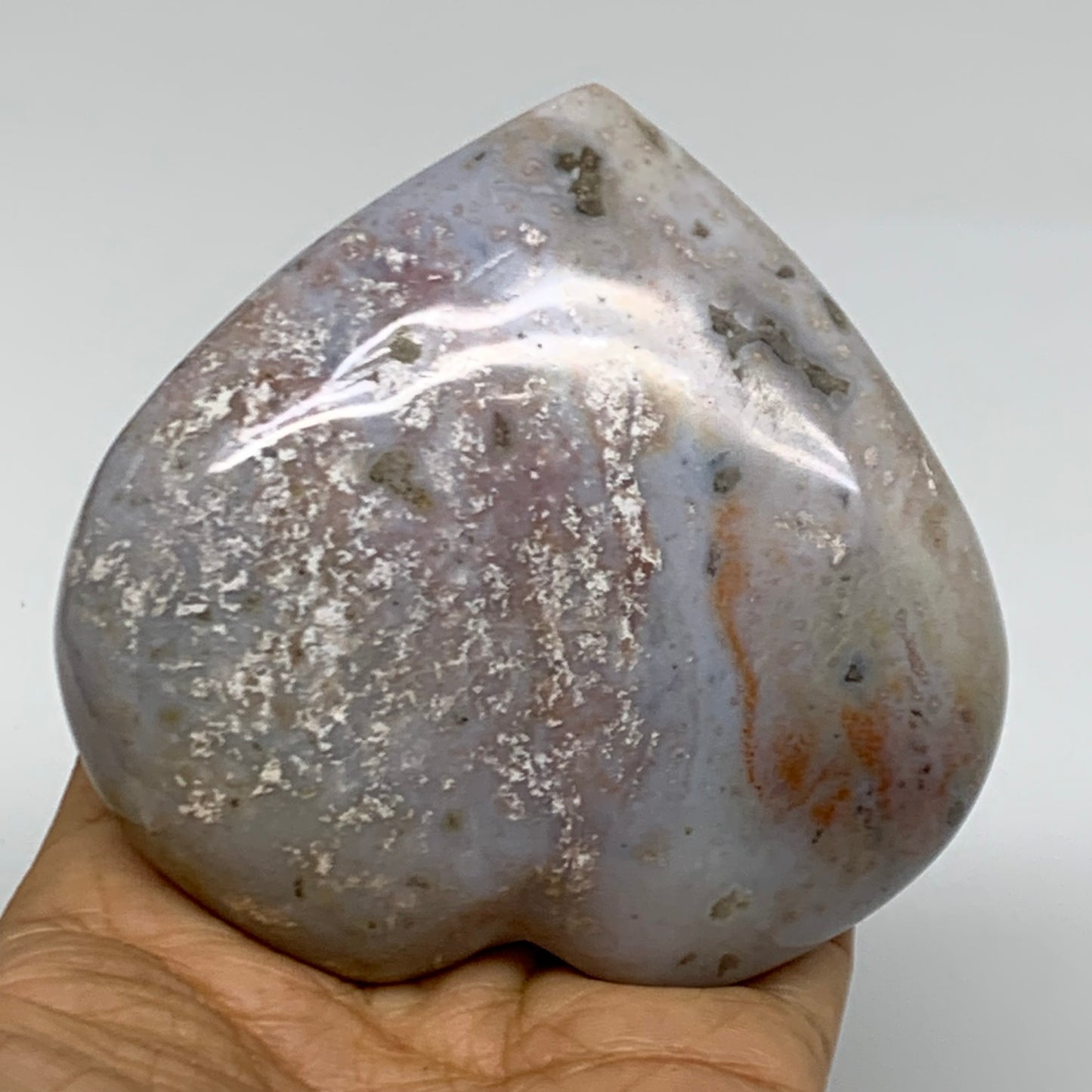 0.63 lbs, 3.3"x3.4"x1.3" Ocean Jasper Heart Polished Healing Crystal, B38343