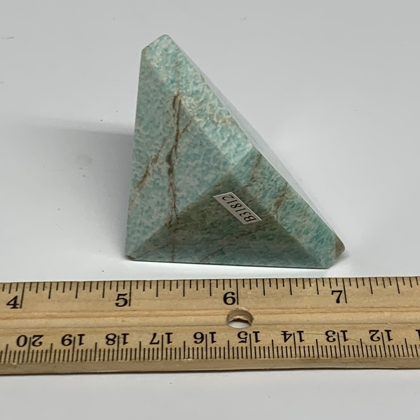 128.5g, 1.7"x2"x2", Amazonite Pyramid Gemstone, Decorative Stone, B31812