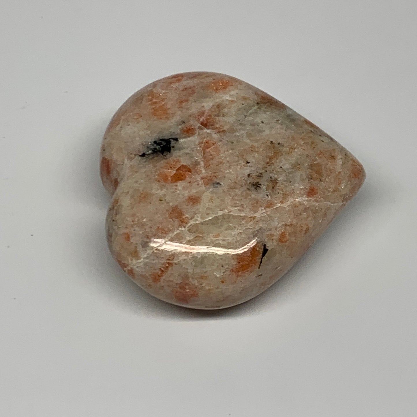 111.7g,2.2"x2.3"x0.9", Sunstone Heart Polished Healing Crystal @India, B28010