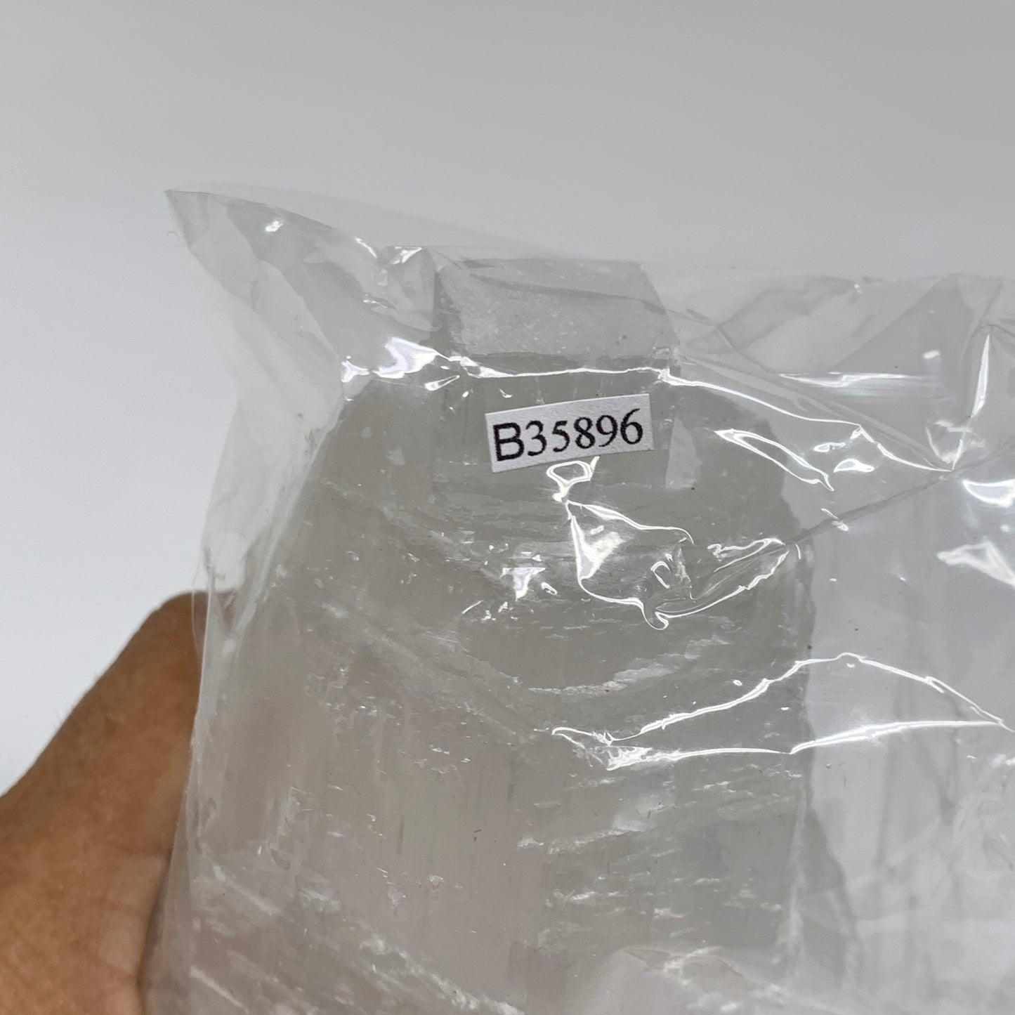 2 lbs, 6"x3.1", Raw Rough Selenite (Satin Spar) Lamp Tower, 6ft Chord, B35896