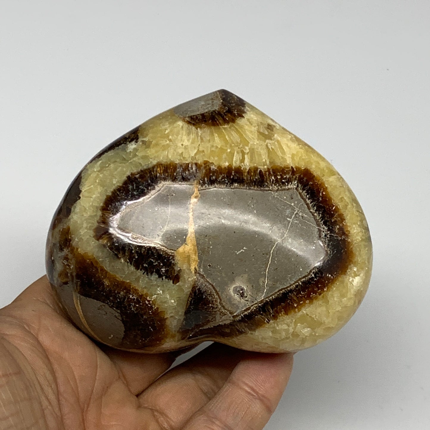 0.79 lbs, 2.7"x3.3"x1.7" Septarian Nodules Heart Polished Healing Crystal, B3101