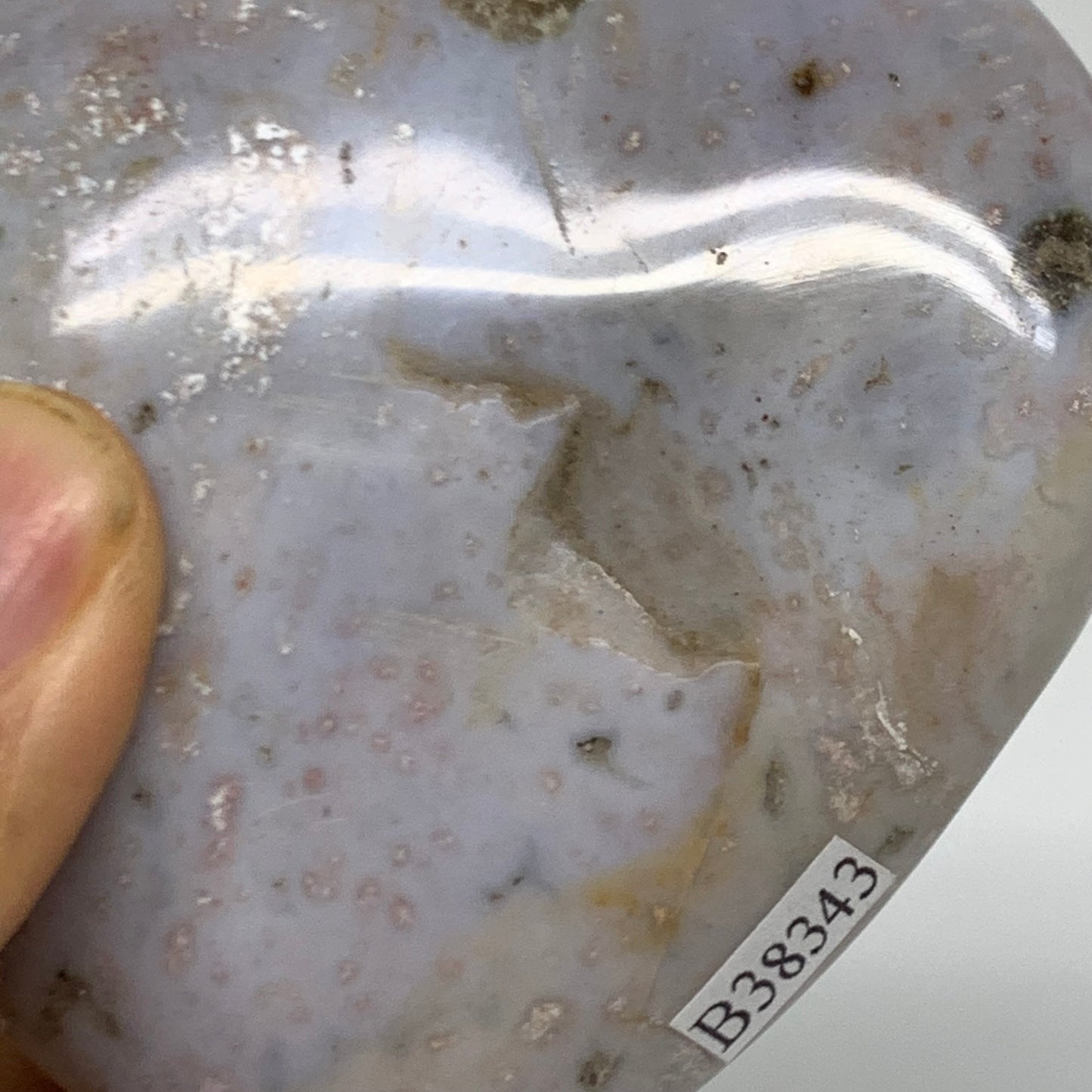 0.63 lbs, 3.3"x3.4"x1.3" Ocean Jasper Heart Polished Healing Crystal, B38343