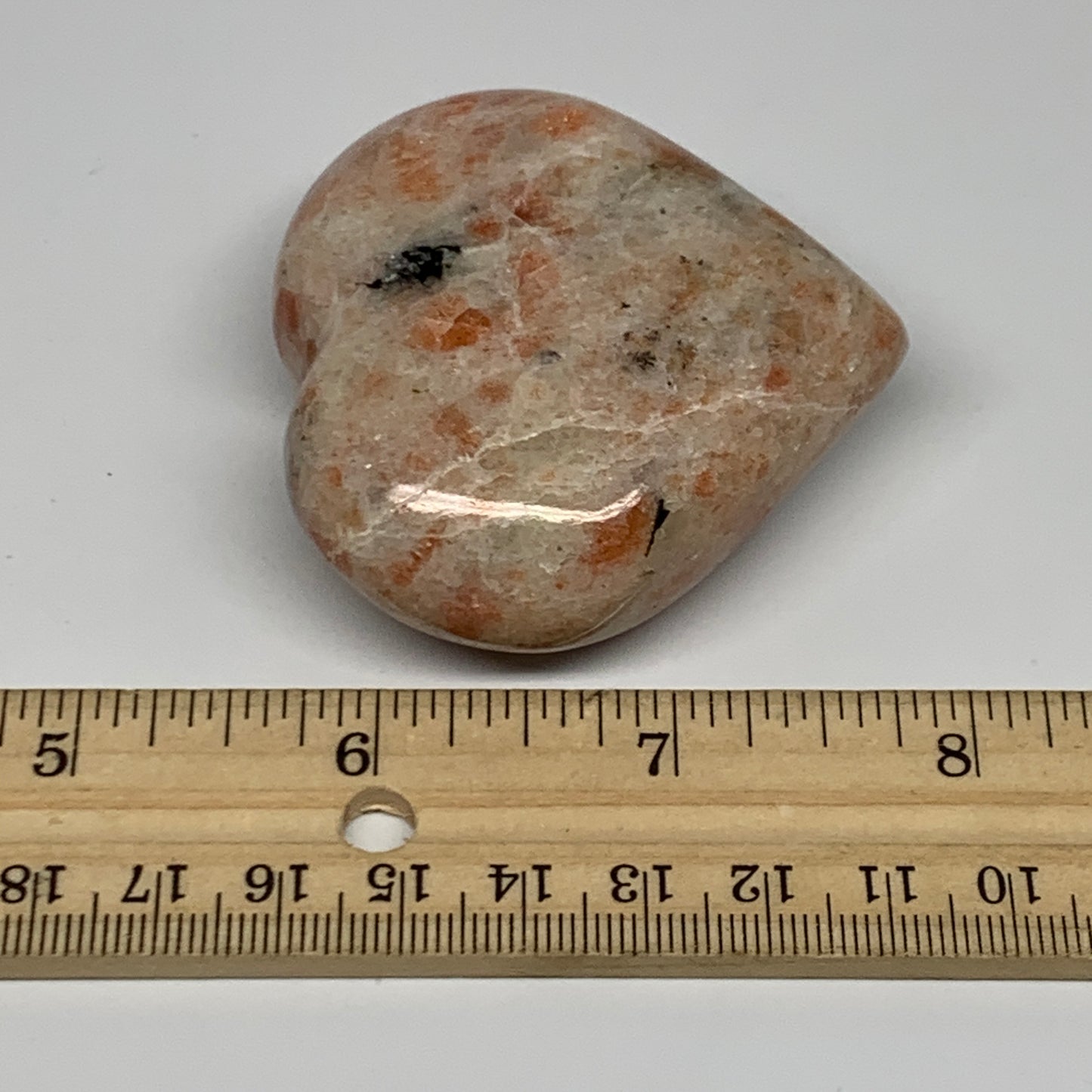 111.7g,2.2"x2.3"x0.9", Sunstone Heart Polished Healing Crystal @India, B28010