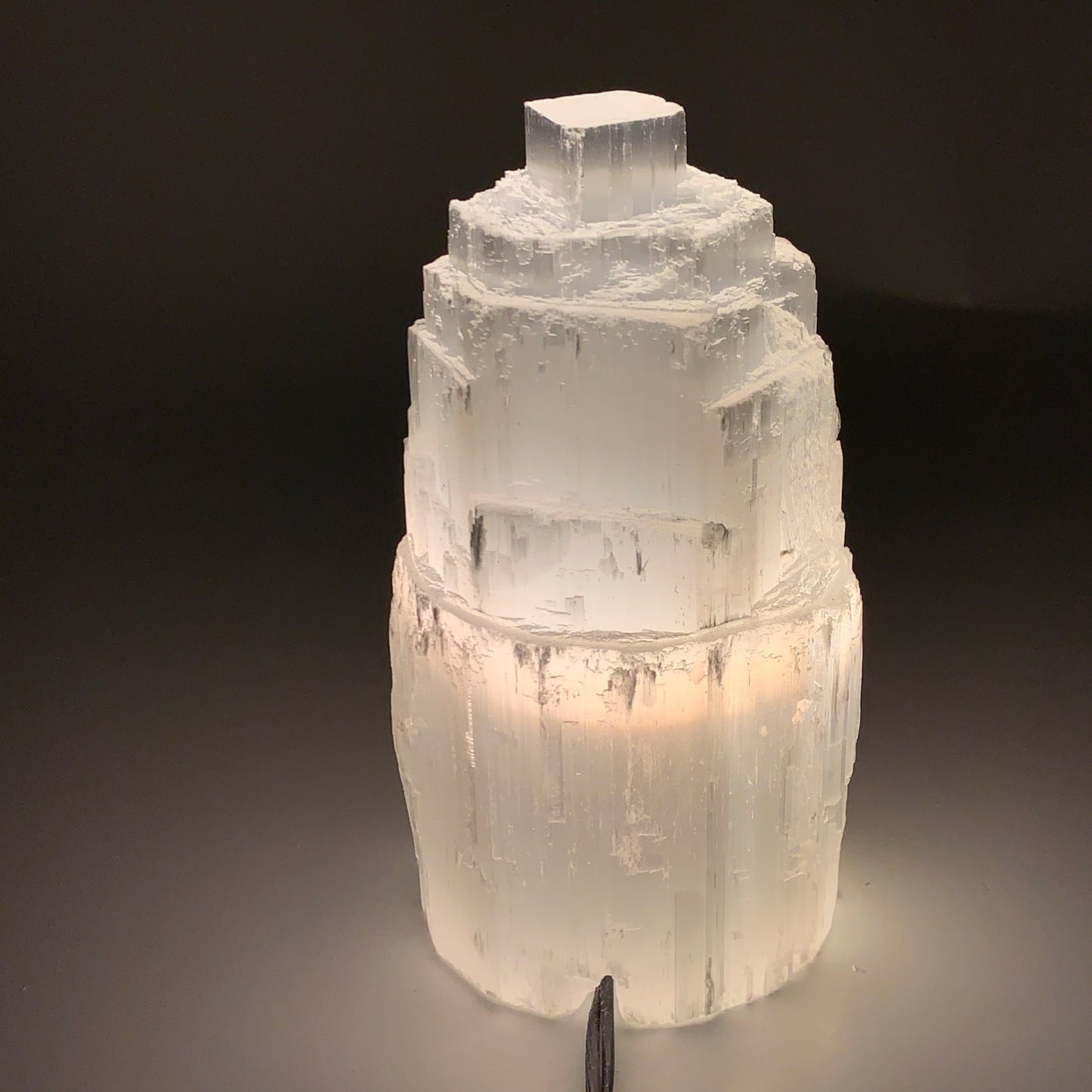 2.3 lbs, 6"x3.1", Raw Rough Selenite (Satin Spar) Lamp Tower, 6ft Chord, B35897