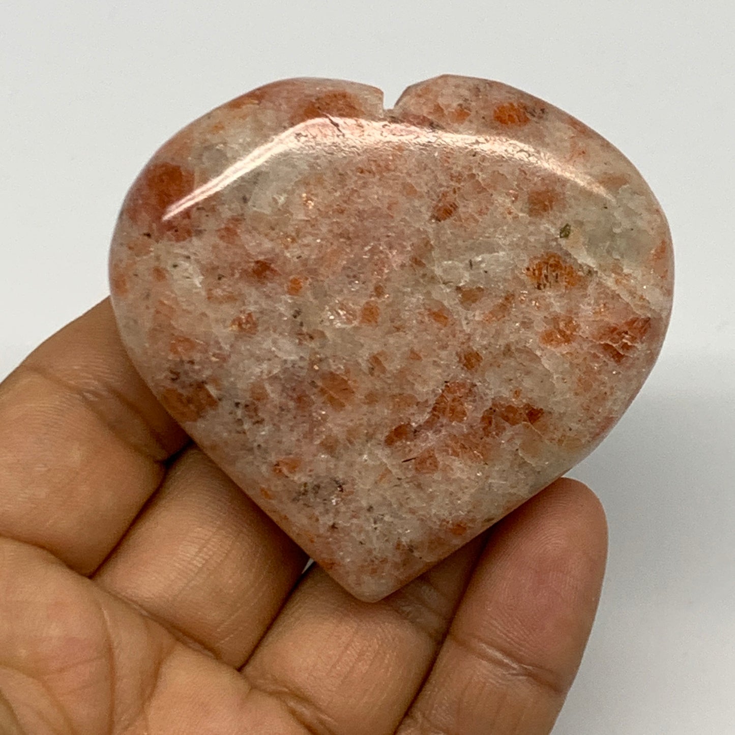 96.1g,2.2"x2.4"x0.7", Sunstone Heart Polished Healing Crystal @India, B28011
