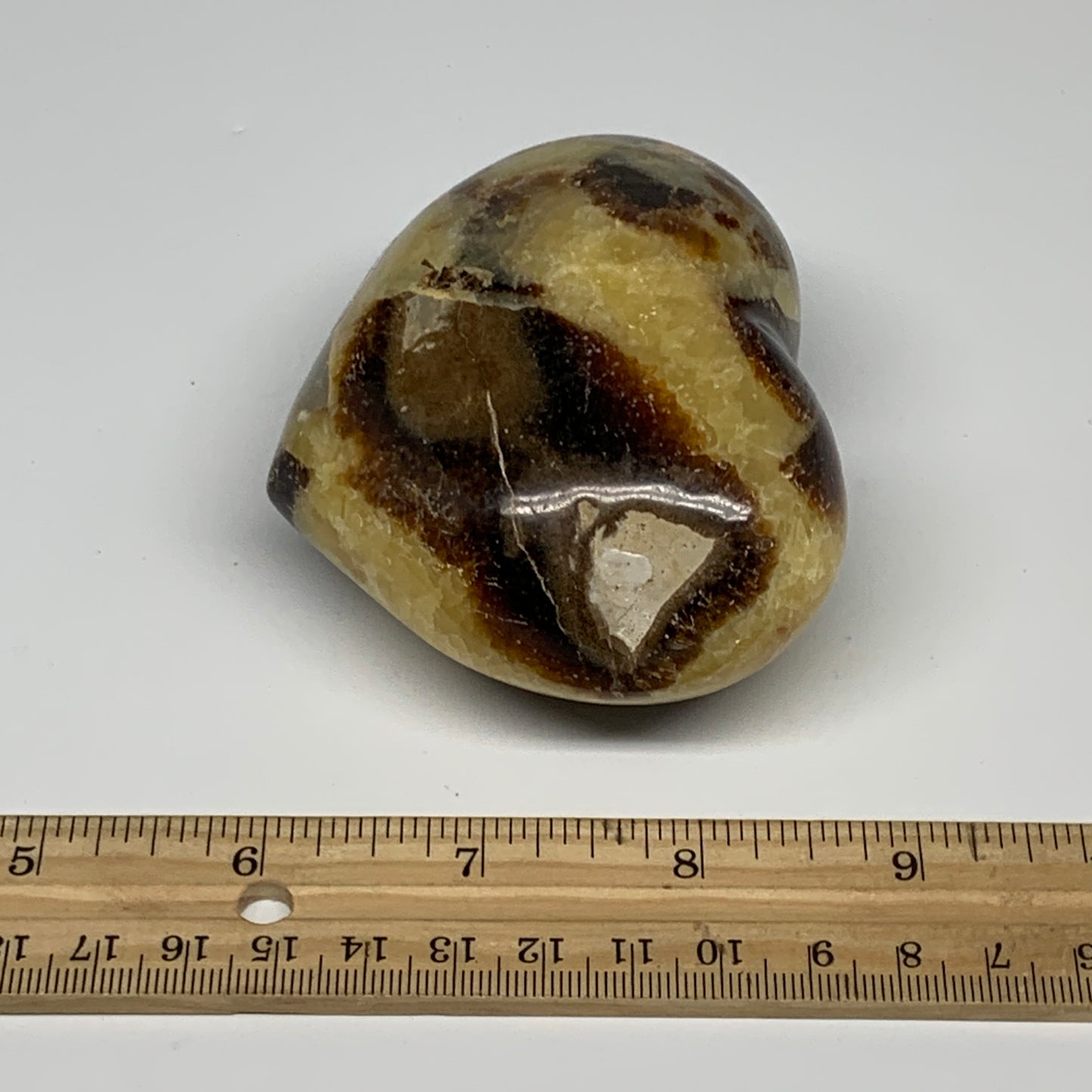 0.79 lbs, 2.7"x3.3"x1.7" Septarian Nodules Heart Polished Healing Crystal, B3101