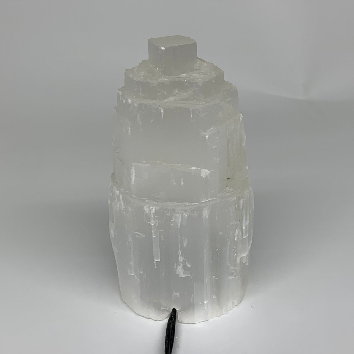 2.3 lbs, 6"x3.1", Raw Rough Selenite (Satin Spar) Lamp Tower, 6ft Chord, B35897