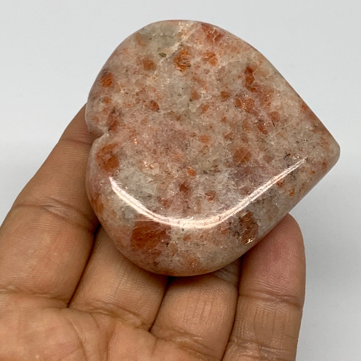 96.1g,2.2"x2.4"x0.7", Sunstone Heart Polished Healing Crystal @India, B28011