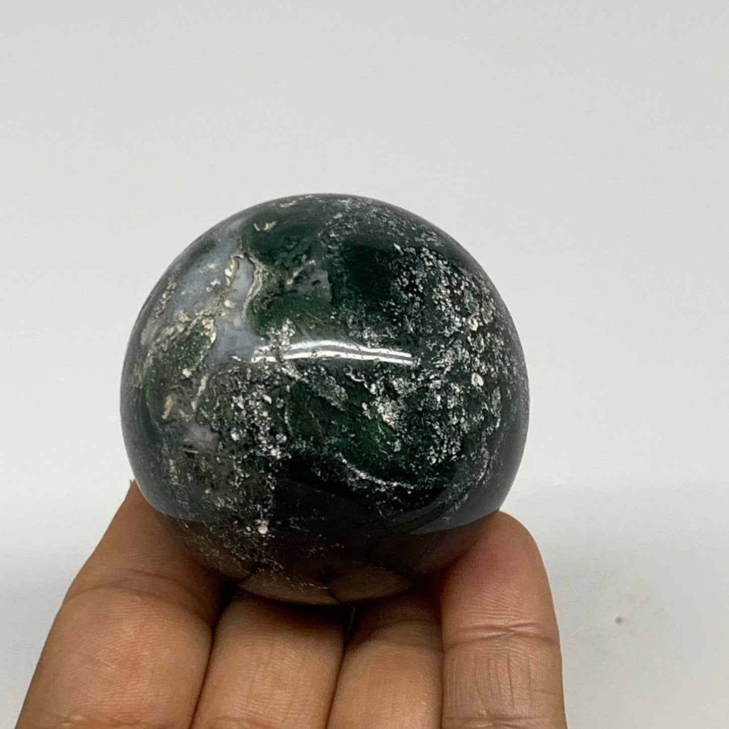 200.2g,2.1"(53mm), Natural Moss Agate Sphere Ball Gemstone @India,B29414