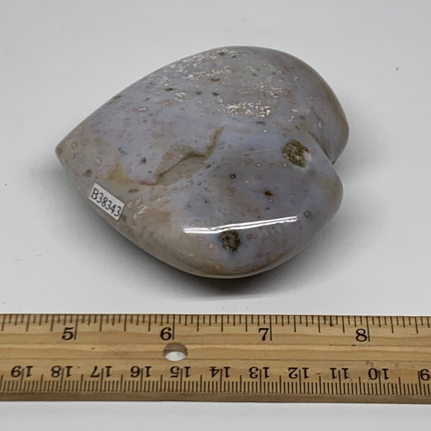 0.63 lbs, 3.3"x3.4"x1.3" Ocean Jasper Heart Polished Healing Crystal, B38343