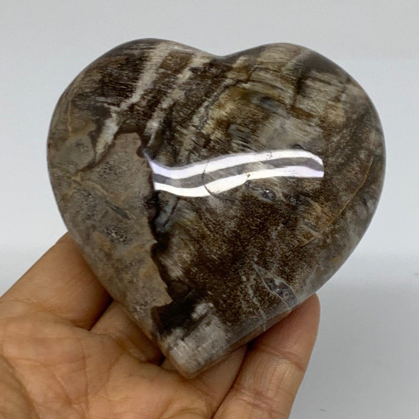 0.77 lbs, 3.2"x3.2"x1.6" Ocean Jasper Heart Polished Healing Crystal, B38344