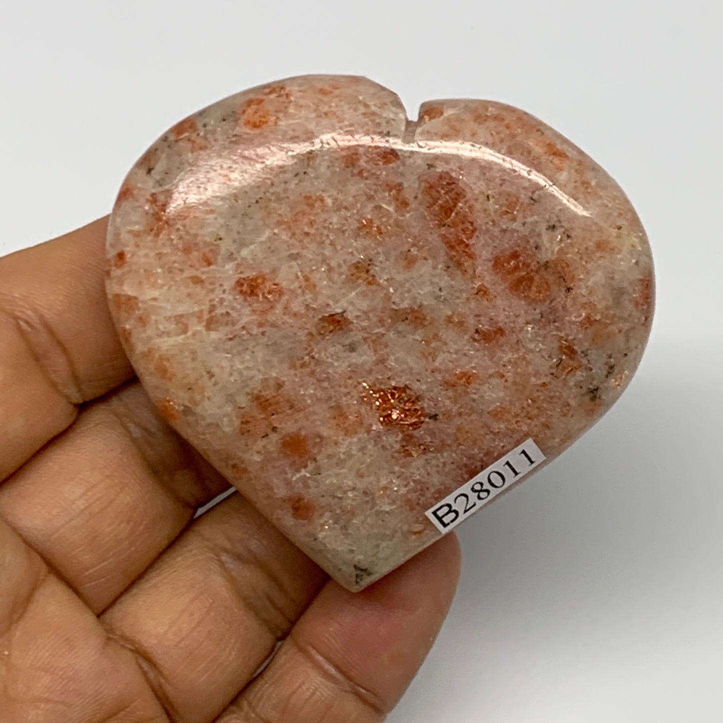96.1g,2.2"x2.4"x0.7", Sunstone Heart Polished Healing Crystal @India, B28011