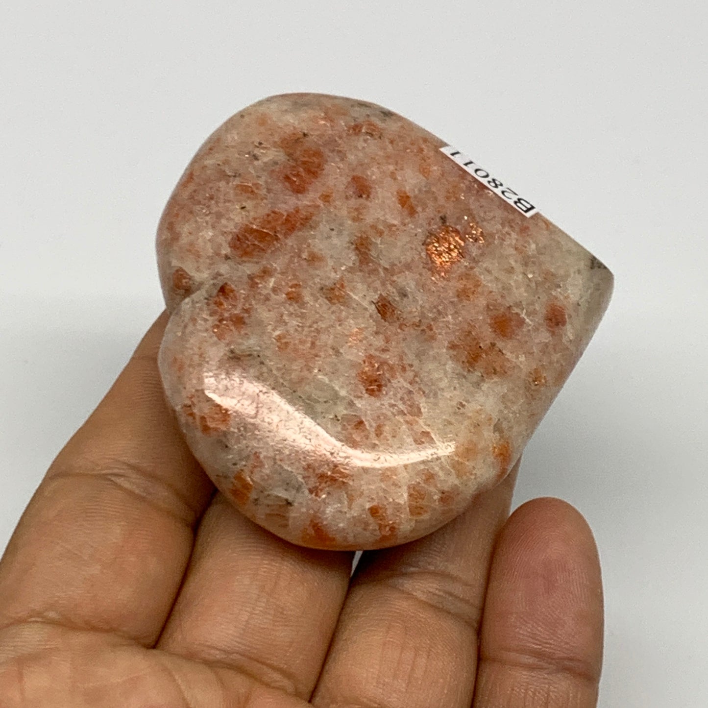 96.1g,2.2"x2.4"x0.7", Sunstone Heart Polished Healing Crystal @India, B28011